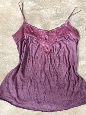 Vol.1 lavender pink & purple beaded bustier cami tank — textured fabric velvet